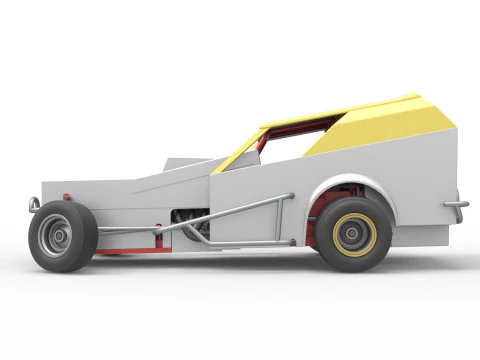 Vintage Dirt Modified stock car Version 7 while turning Scale 1 to 25 3D Print Model