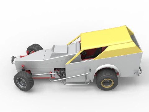 Vintage Dirt Modified stock car Version 7 while turning Scale 1 to 25 3D Print Model