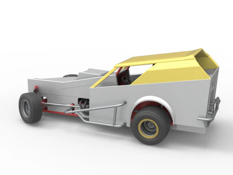 Vintage Dirt Modified stock car Version 7 while turning Scale 1 to 25 3D Print Model