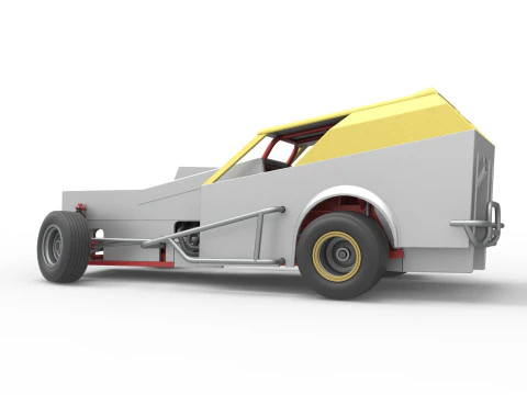 Vintage Dirt Modified stock car Version 7 while turning Scale 1 to 25 3D Print Model