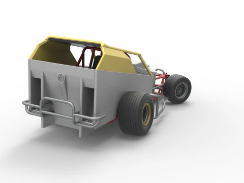 Vintage Dirt Modified stock car Version 7 while turning Scale 1 to 25 3D Print Model