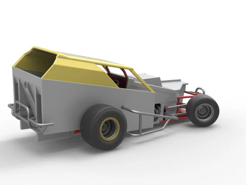 Vintage Dirt Modified stock car Version 7 while turning Scale 1 to 25 3D Print Model