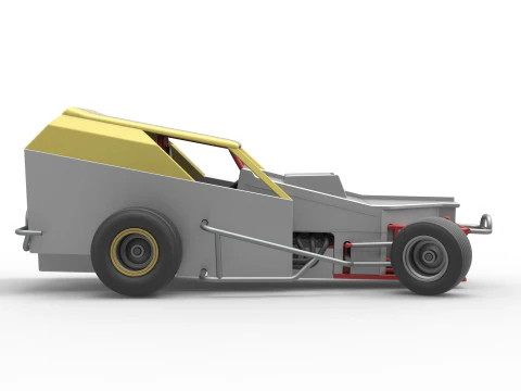 Vintage Dirt Modified stock car Version 7 while turning Scale 1 to 25 3D Print Model