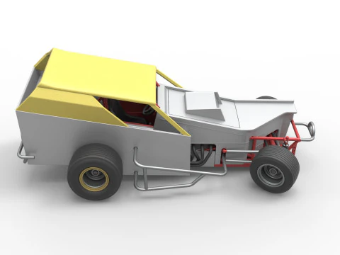 Vintage Dirt Modified stock car Version 7 while turning Scale 1 to 25 3D Print Model