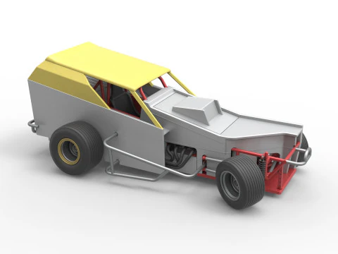 Vintage Dirt Modified stock car Version 7 while turning Scale 1 to 25 3D Print Model