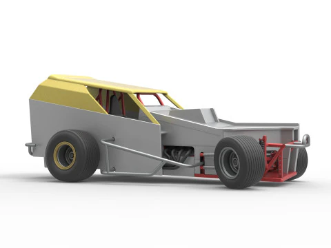 Vintage Dirt Modified stock car Version 7 while turning Scale 1 to 25 3D Print Model
