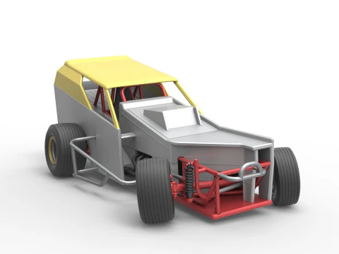 Vintage Dirt Modified stock car Version 7 while turning Scale 1 to 25 3D Print Model