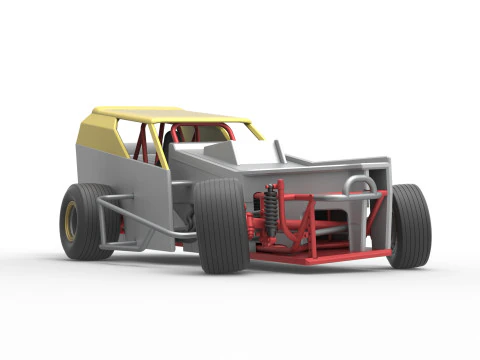 Vintage Dirt Modified stock car Version 7 while turning Scale 1 to 25 3D Print Model