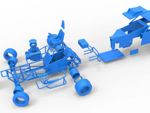 Vintage Dirt Modified stock car Version 7 while turning Scale 1 to 25 3D Print Model