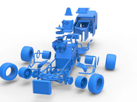 Vintage Dirt Modified stock car Version 7 while turning Scale 1 to 25 3D Print Model