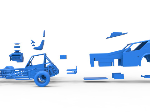 विंटेज डर्ट संशोधित स्टॉक कार संस्करण 7, स्केल 1 से 25 में बदलते समय 3D प्रिंट मॉडल