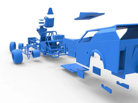 Vintage Dirt Modified stock car Version 7 while turning Scale 1 to 25 3D Print Model