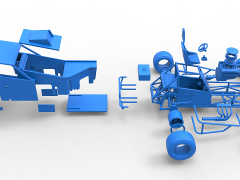 विंटेज डर्ट संशोधित स्टॉक कार संस्करण 7, स्केल 1 से 25 में बदलते समय 3D प्रिंट मॉडल