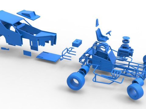 विंटेज डर्ट संशोधित स्टॉक कार संस्करण 7, स्केल 1 से 25 में बदलते समय 3D प्रिंट मॉडल