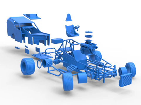 Vintage Dirt Modified stock car Version 7 while turning Scale 1 to 25 3D Print Model