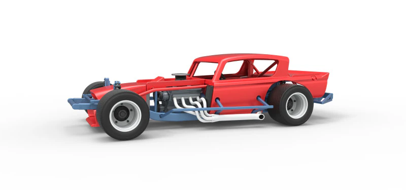 Vintage Asphalt Modified stock car V9 Scale 1 to 25 3D Print Model .c4d .max .obj .3ds .fbx .stl .blend 