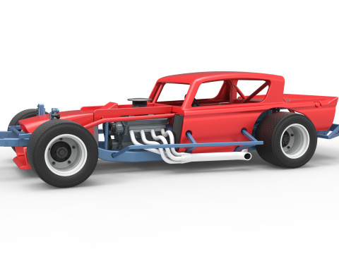 Vintage Asphalt Modified stock car V9 Scale 1 to 25 3D Print Model