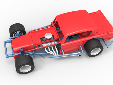 Vintage Asphalt Modified stock car V9 Scale 1 to 25 3D Print Model