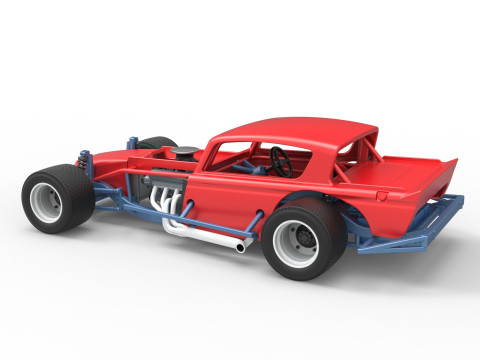 Vintage Asphalt Modified stock car V9 Scale 1 to 25 3D Print Model