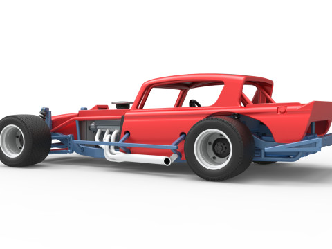 Vintage Asphalt Modified stock car V9 Scale 1 to 25 3D Print Model