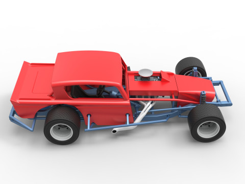 Vintage Asphalt Modified stock car V9 Scale 1 to 25 3D Print Model