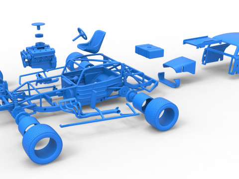 Vintage Asphalt Modified stock car V9 Scale 1 to 25 3D Print Model