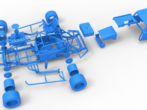 Vintage Asphalt Modified stock car V9 Scale 1 to 25 3D Print Model