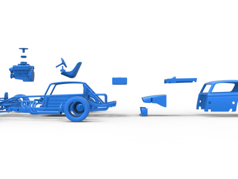 Vintage Asphalt Modified stock car V9 Scale 1 to 25 3D Print Model