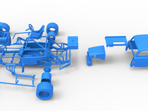 Vintage Asphalt Modified stock car V9 Scale 1 to 25 3D Print Model