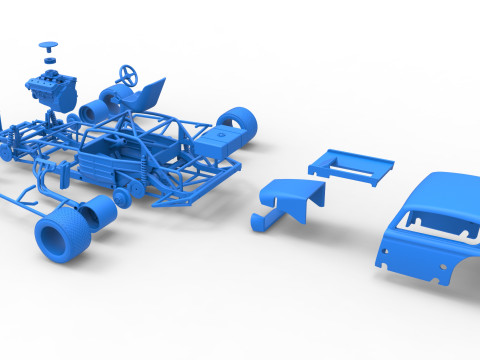 Vintage Asphalt Modified stock car V9 Scale 1 to 25 3D Print Model