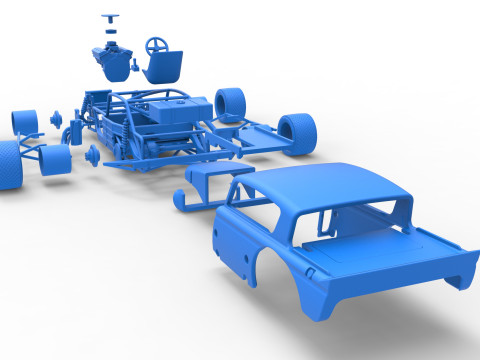 Vintage Asphalt Modified stock car V9 Scale 1 to 25 3D Print Model