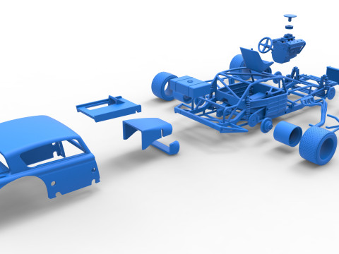 Vintage Asphalt Modified stock car V9 Scale 1 to 25 3D Print Model