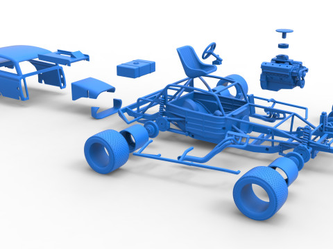 Vintage Asphalt Modified stock car V9 Scale 1 to 25 3D Print Model