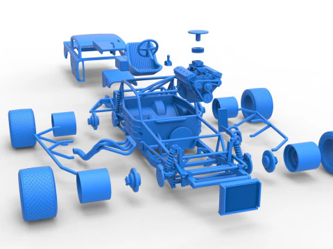 Vintage Asphalt Modified stock car V9 Scale 1 to 25 3D Print Model
