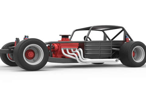 Vintage Asphalt Modified stock car Base V5 Scale 1 to 25 3D Print Model