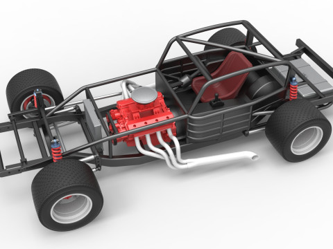 Vintage Asphalt Modified stock car Base V5 Scale 1 to 25 3D Print Model