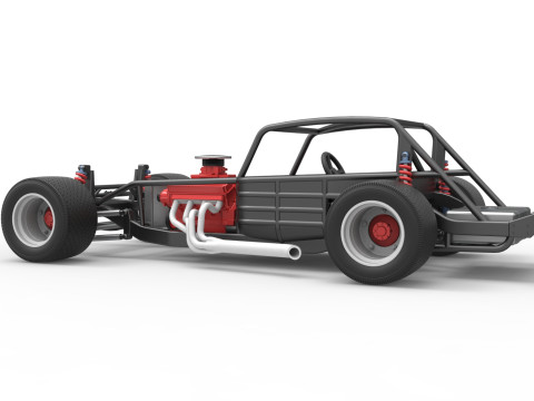 Vintage Asphalt Modified stock car Base V5 Scale 1 to 25 3D Print Model