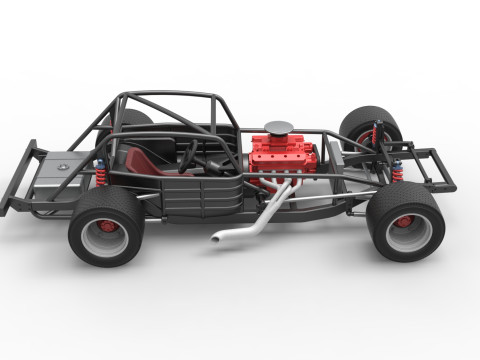 Vintage Asphalt Modified stock car Base V5 Scale 1 to 25 3D Print Model