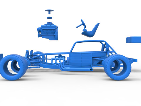 Vintage Asphalt Modified stock car Base V5 Scale 1 to 25 3D Print Model