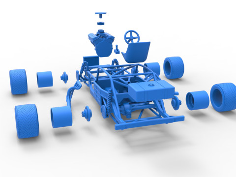 Vintage Asphalt Modified stock car Base V5 Scale 1 to 25 3D Print Model