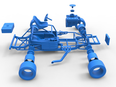 Vintage Asphalt Modified stock car Base V5 Scale 1 to 25 3D Print Model