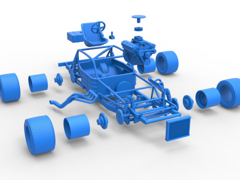 Vintage Asphalt Modified stock car Base V5 Scale 1 to 25 3D Print Model