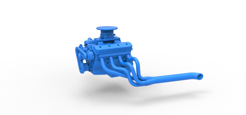 Engine of Vintage Asphalt Modified stock car Scale 1 to 25 3D Print Model .c4d .max .obj .3ds .fbx .stl .blend 