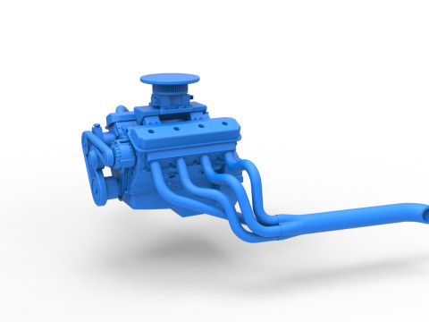 Engine of Vintage Asphalt Modified stock car Scale 1 to 25 3D Print Model