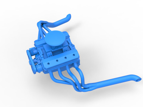 Engine of Vintage Asphalt Modified stock car Scale 1 to 25 3D Print Model