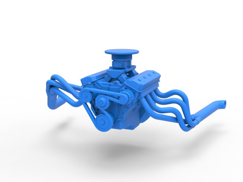 Engine of Vintage Asphalt Modified stock car Scale 1 to 25 3D Print Model