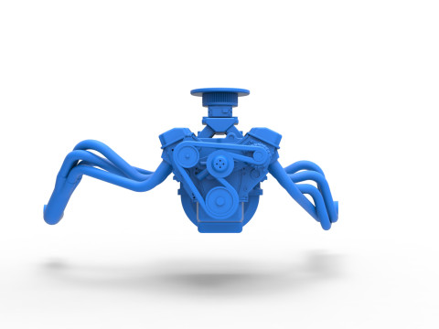 Engine of Vintage Asphalt Modified stock car Scale 1 to 25 3D Print Model