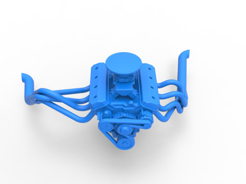 Engine of Vintage Asphalt Modified stock car Scale 1 to 25 3D Print Model