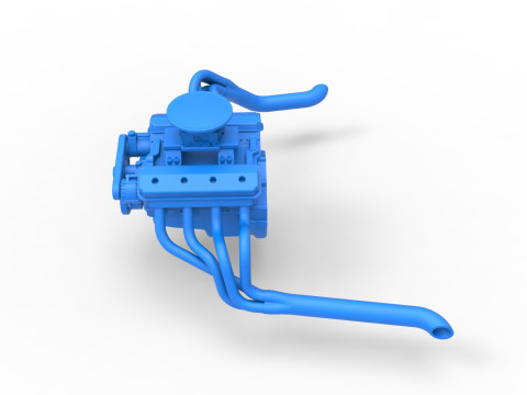 Engine of Vintage Asphalt Modified stock car Scale 1 to 25 3D Print Model