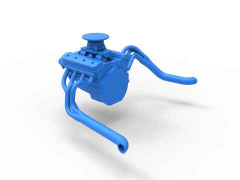 Engine of Vintage Asphalt Modified stock car Scale 1 to 25 3D Print Model